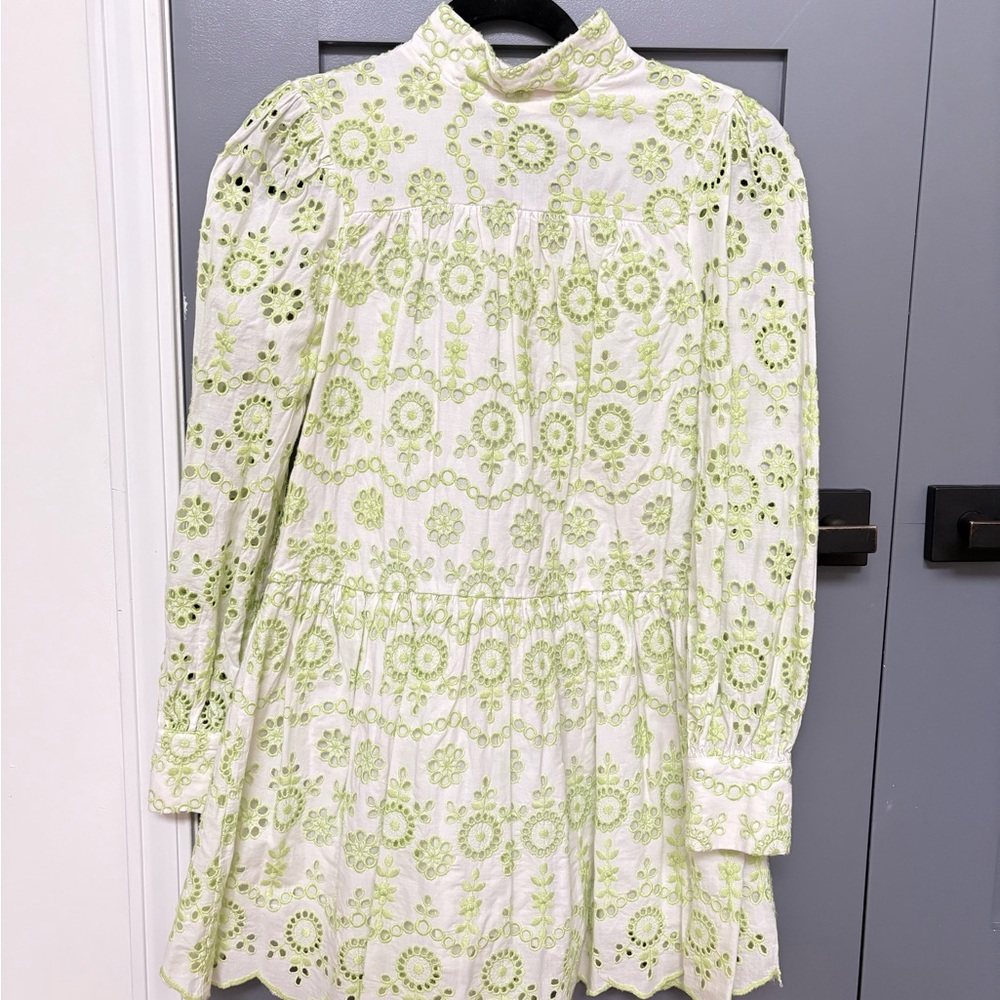 Eyelet Green and White Dress
